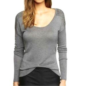 Express Rhinestones/Studded Shoulder Gray‎ Sweater​​